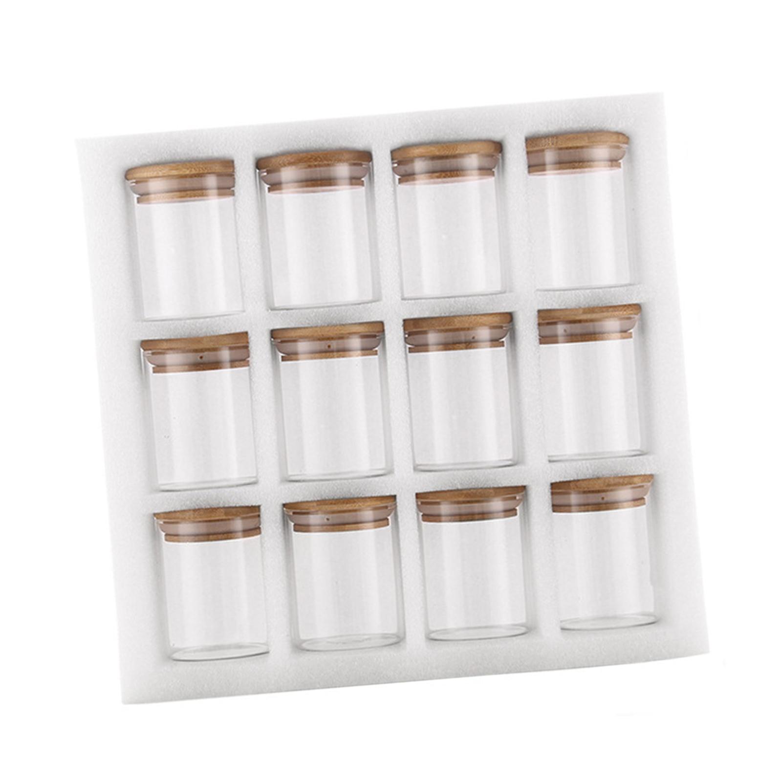 12Pcs Storage Jar with Bamboo Lid Organizer Food Storage Jar for Candy