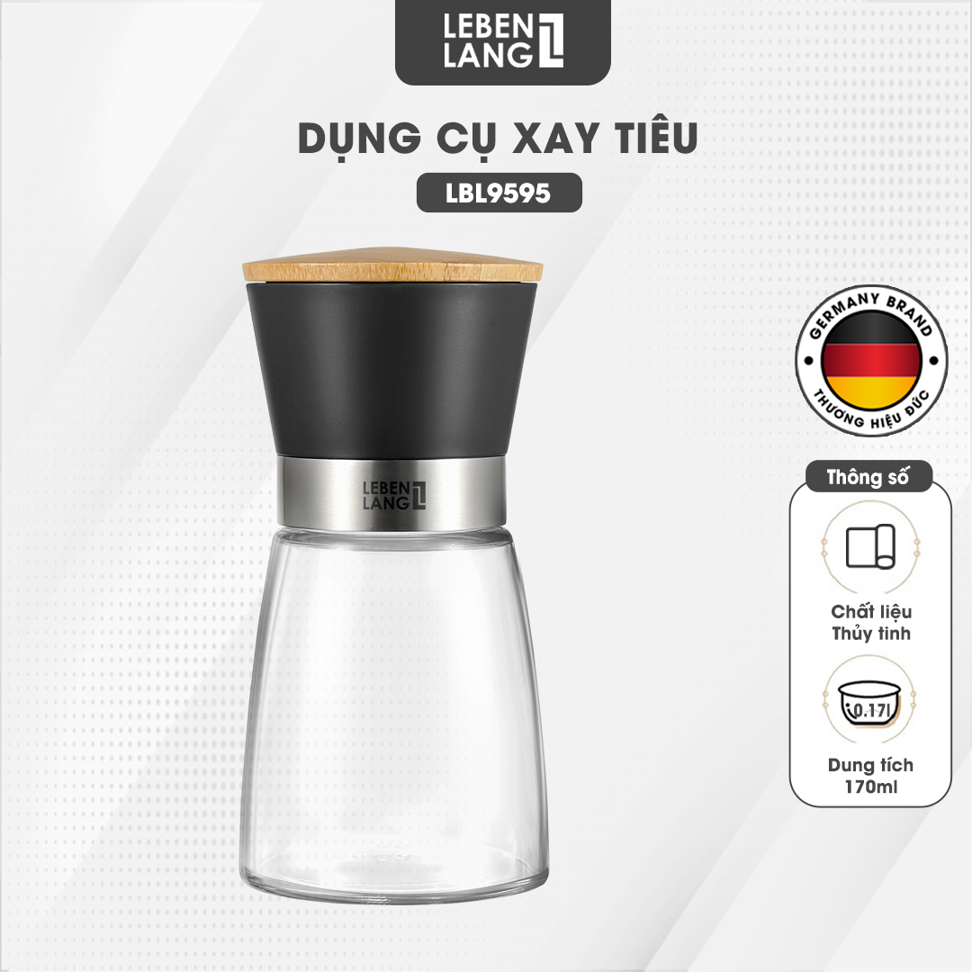 Lọ xay tiêu cầm tay thủy tinh, dụng cụ xay tiêu Lebenlang LBL9595, dung tích 170ml, nhỏ gọn tiện lợi - hàng chính hãng
