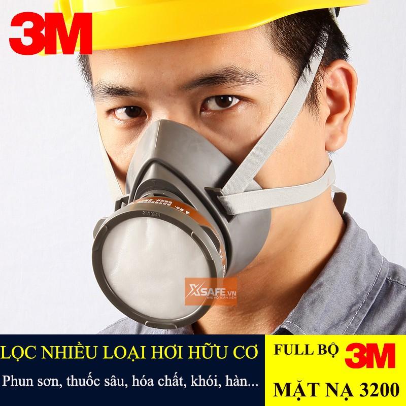 Bộ mặt nạ phòng độc 3M 3200 4 món - Mặt nạ chống độc, bụi - dùng phun sơn, phun xịt hóa chất