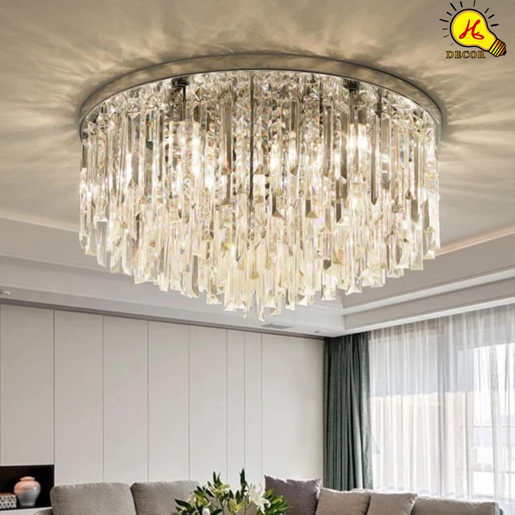 Đèn ốp trần pha lê phòng khách, phòng ngủ HQ - mã PLM0981 - ánh sáng 3 màu cao cấp, dễ bảo trì, lắp đặt HQ DECOR (HÀNG NHẬP KHẨU)