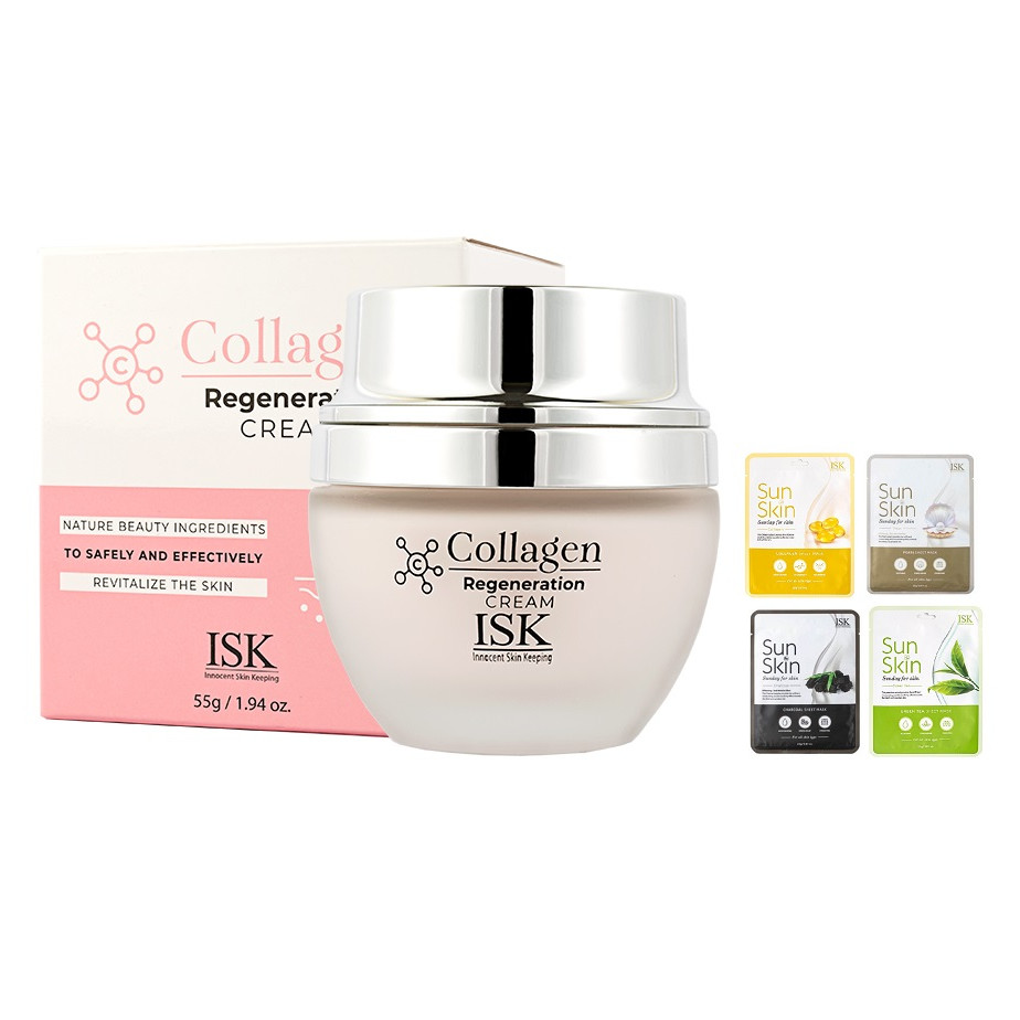 Kem Dưỡng Săn Chắc Và Làm Trắng Da ISK Collagen Regeneration Cream 55g + Tặng Kèm 1 Mặt Nạ Dưỡng Da ISK Mask 23g Bất Kỳ