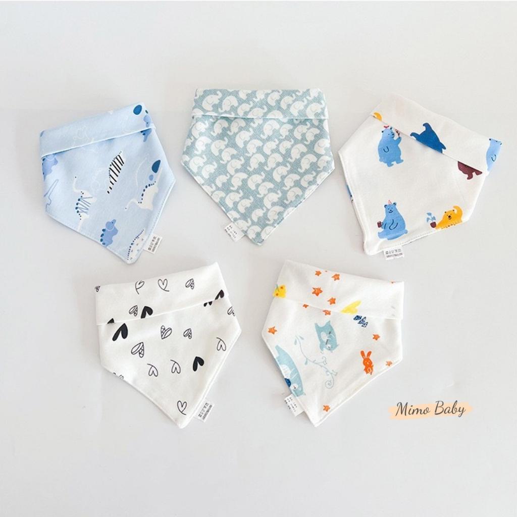 Set 5 yếm cổ tam giác chất liệu cotton in hình đáng yêu cho bé YC14 Mimo baby