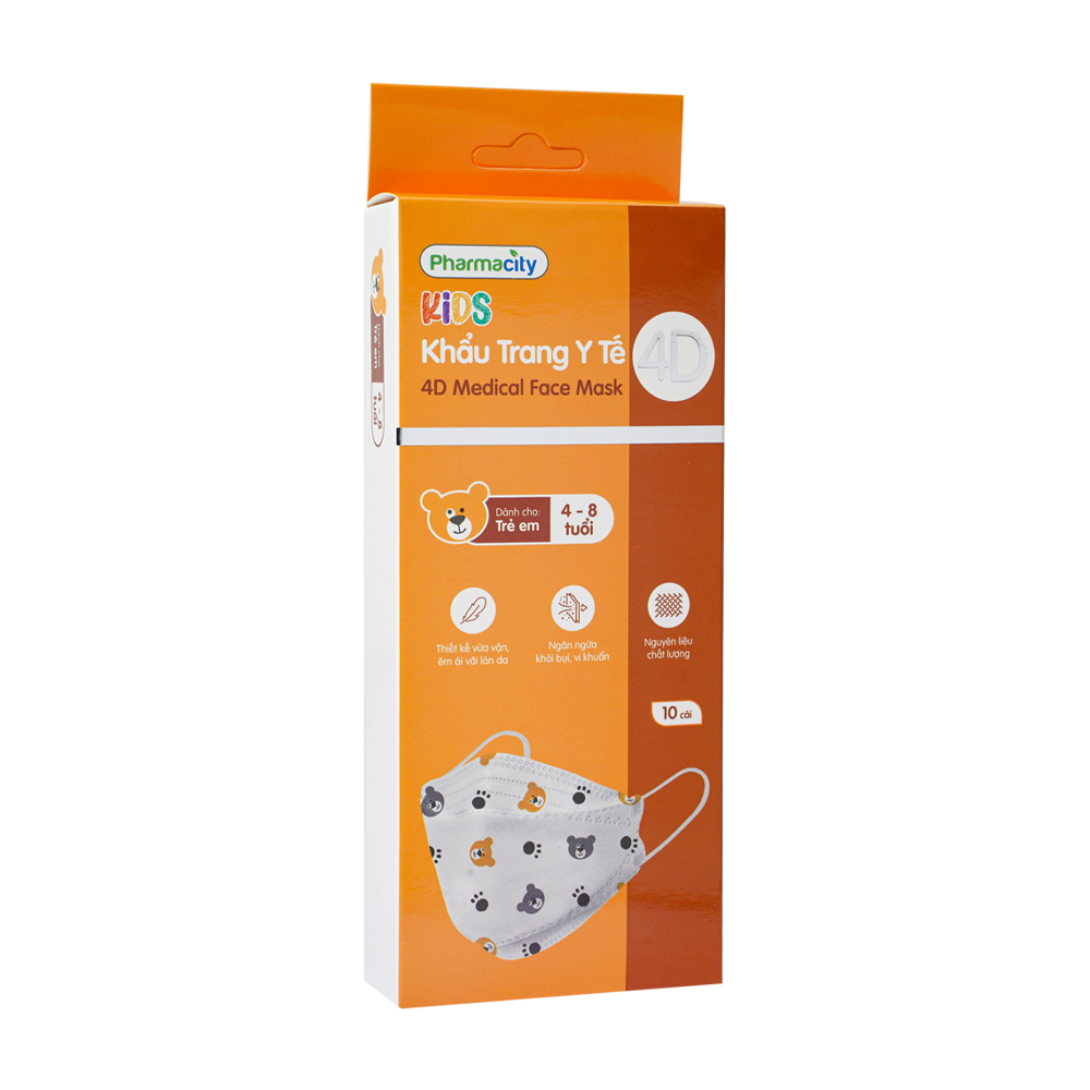 Khẩu trang 4D trẻ em hoa văn cho bé trai 4-8 tuổi Pharmacity