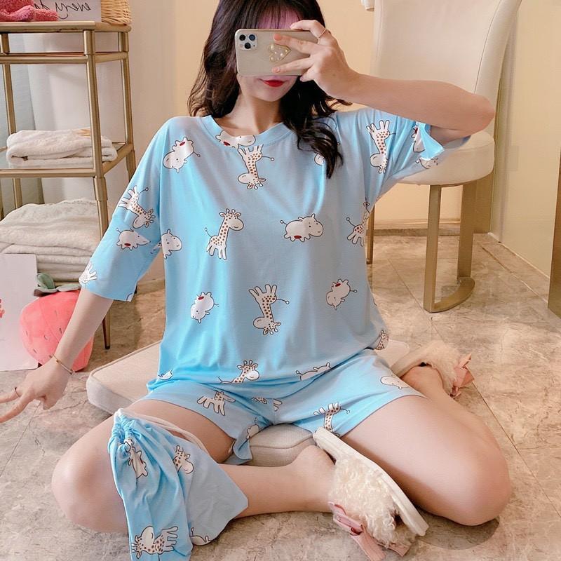 Bộ đồ bầu cộc chất thun sữa mềm họa tiết xinh xắn dễ thương - quần có chun chỉnh BĐ 838