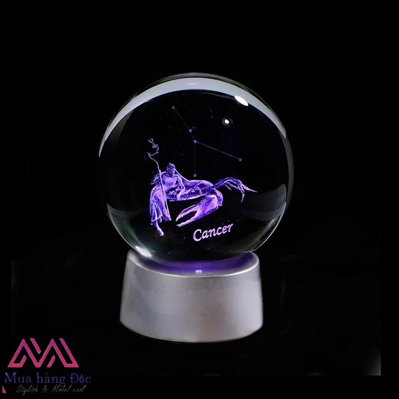 Quà Tặng Sinh Nhật Quả Cầu Pha Lê 3D LED Cung Song Tử