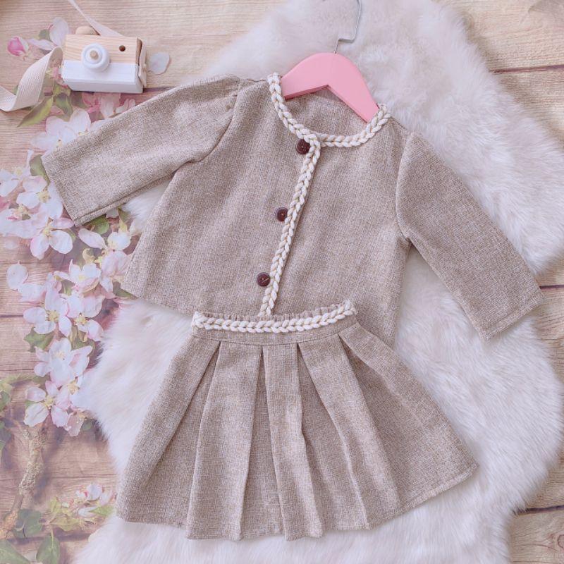 Set áo váy dạ cho bé gái