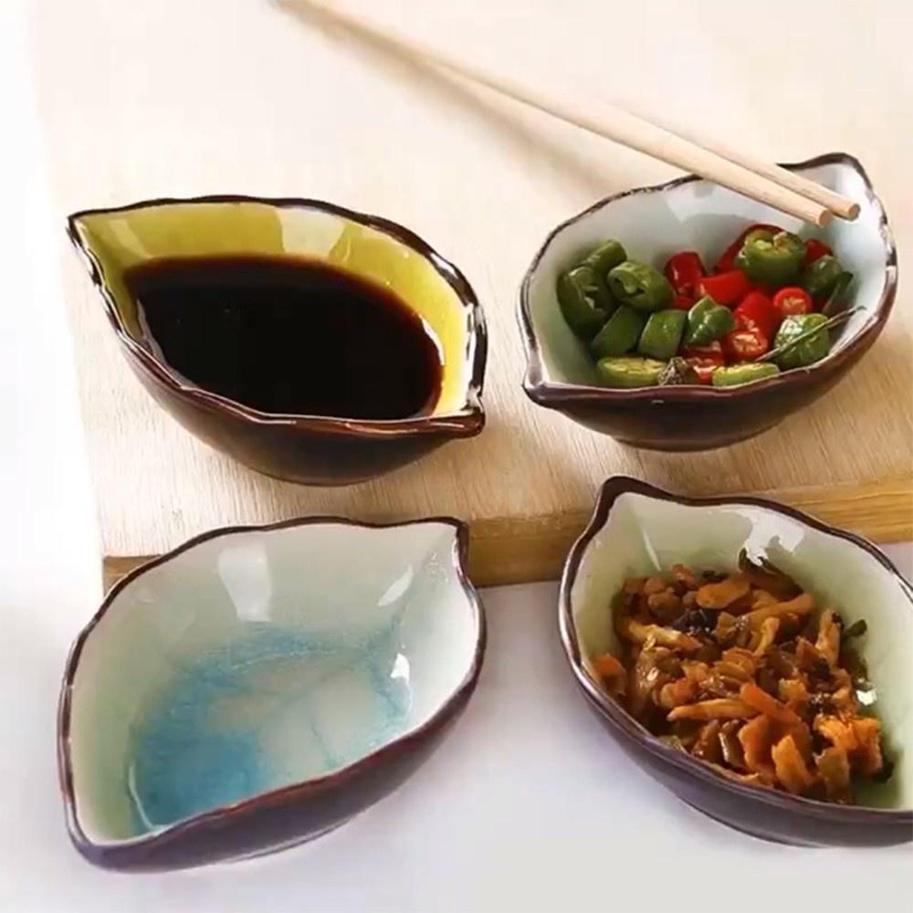 Đĩa Khay Đựng Gia Vị Hình Lá Sứ - Chén Bát Nhỏ Đựng Nước Mắm, Đồ Chấm
