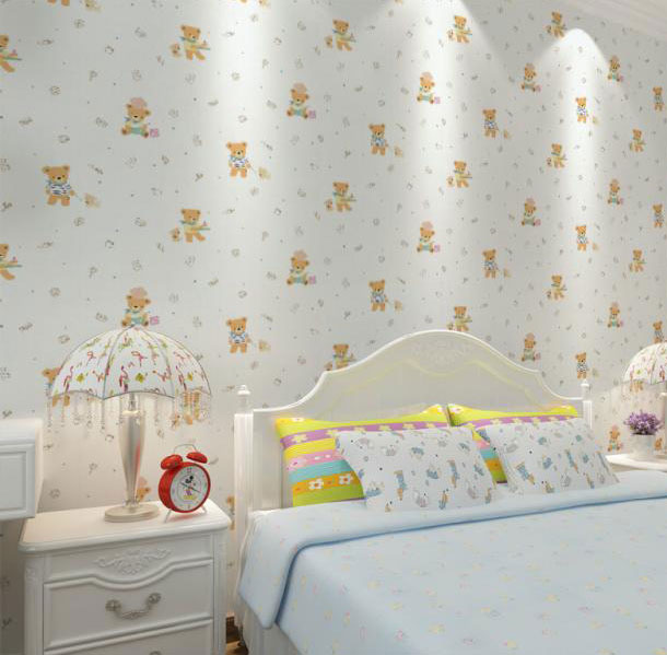 5M Giấy Dán Tường -Decal dán tường Teddy - Có sẵn keo