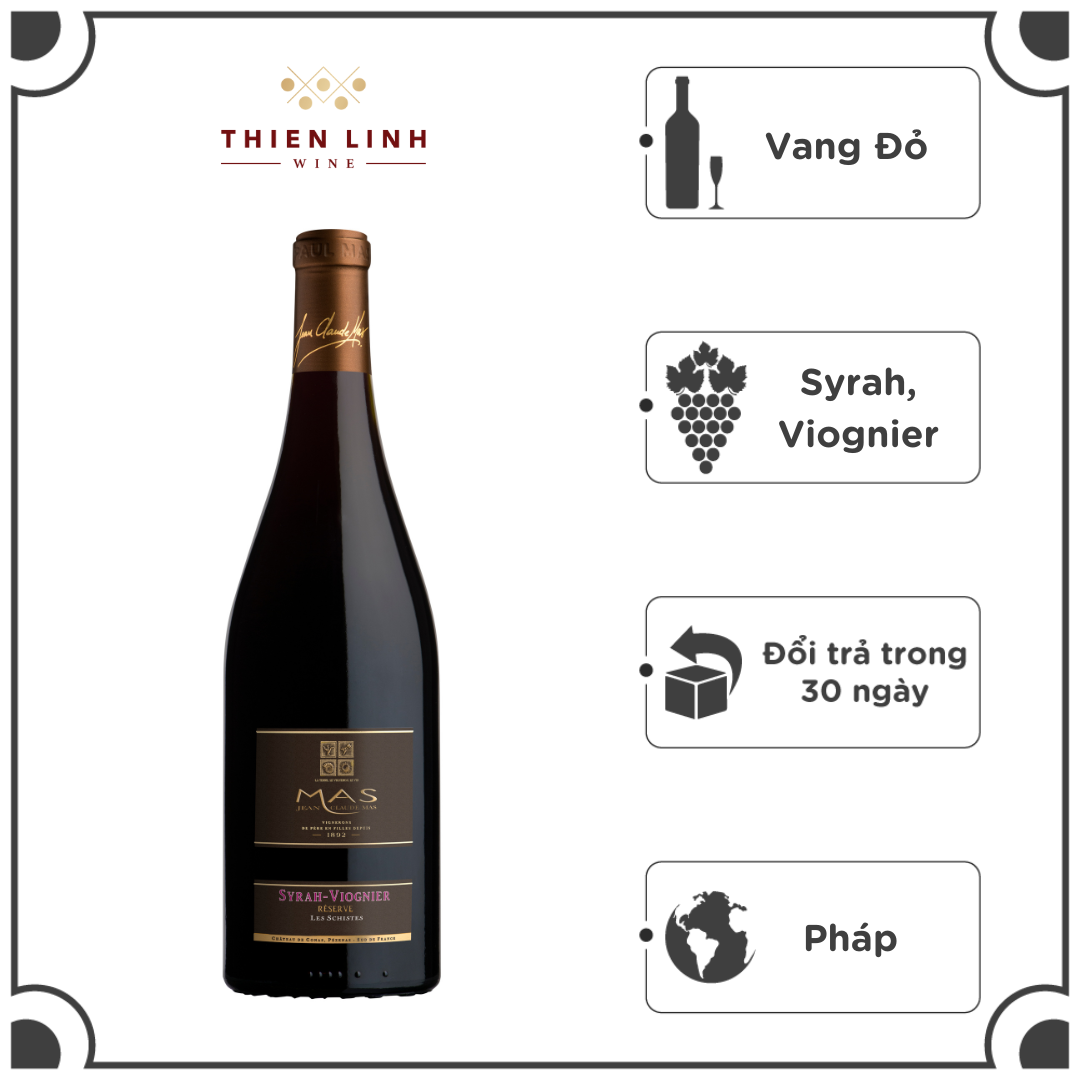 Rượu Vang Đỏ Pháp Jean Claude Mas Syrah Viognier Reserve Les Schistes