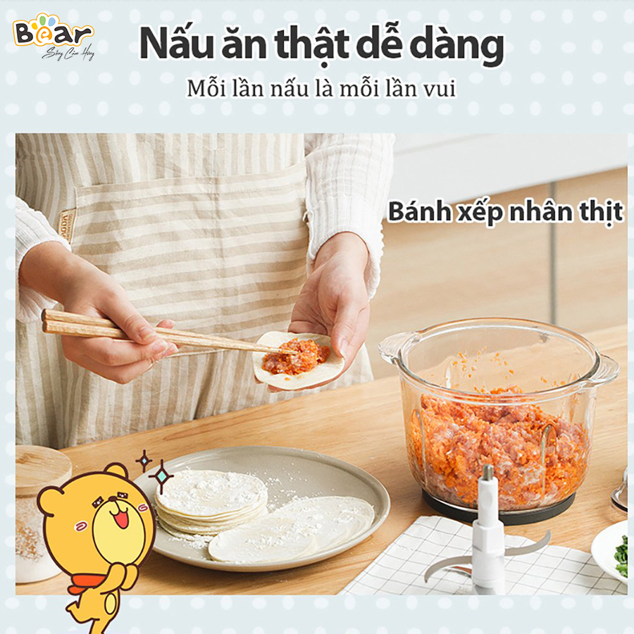 [Hàng Chính Hãng]Máy xay đa năng Bear 2L QSJ-B03Y7 màu xám. công suất 300W, dung tích 2L bằng Inox 304, cối thủy tinh borosilicate, vỏ ABS có khả năng chịu nhiệt cao; vận hành êm ái, giảm tiếng ồn.