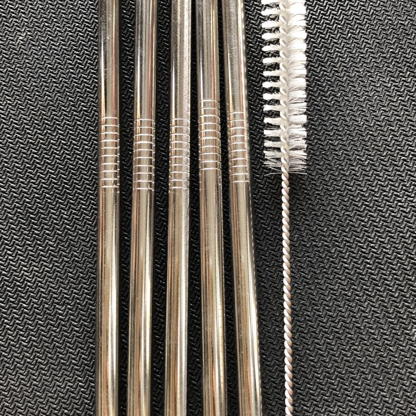 Combo 5 ống hút thẳng inox trắng + cọ rửa