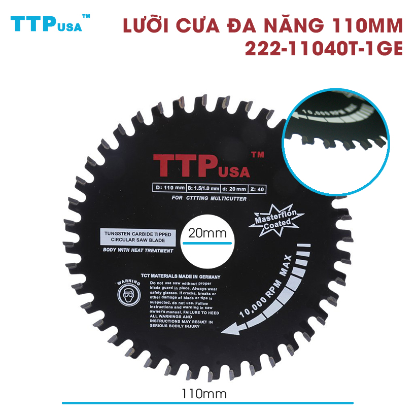 LƯỠI CƯA ĐA NĂNG TTPusa - Lưỡi cưa tròn đa năng 110mm-40 răng