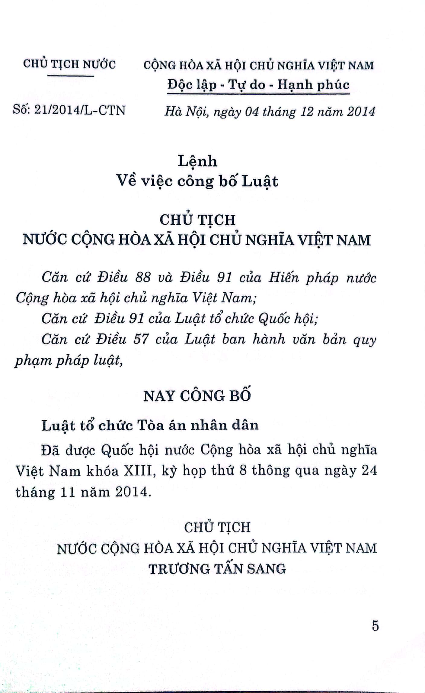 Luật Tổ chức tòa án nhân dân