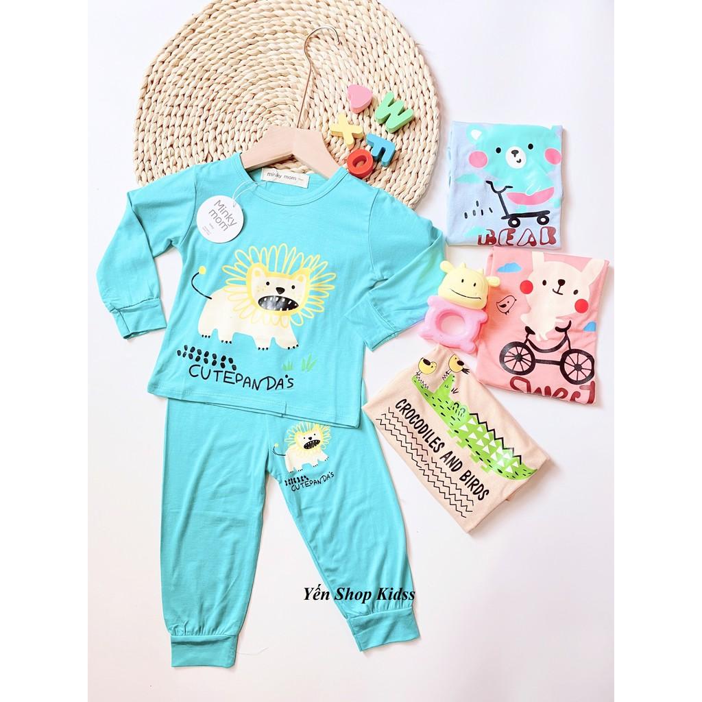 Bộ Dài Tay Minky Mom Chất Thun Lạnh Họa Tiết Thỏ Xe Đạp_Gấu Má Hồng Dễ Thương Cho Bé (Size 6_19kg)(SP001206)