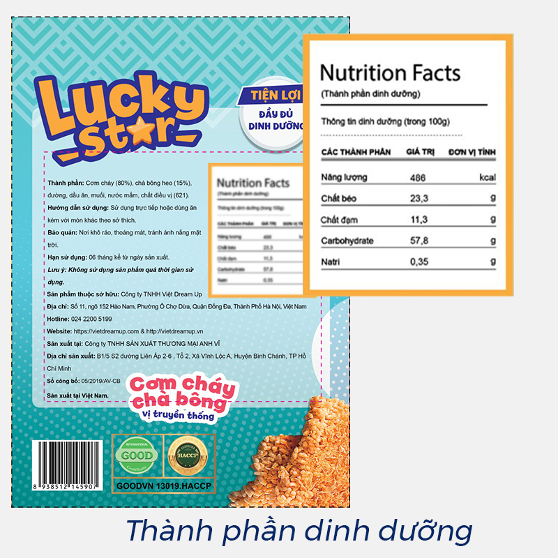 Cơm cháy chà bông truyền thống Lucky Star gói 50g đồ ăn vặt dinh dưỡng Việt Nam đậm vị thơm ngon đảm bảo ATTP