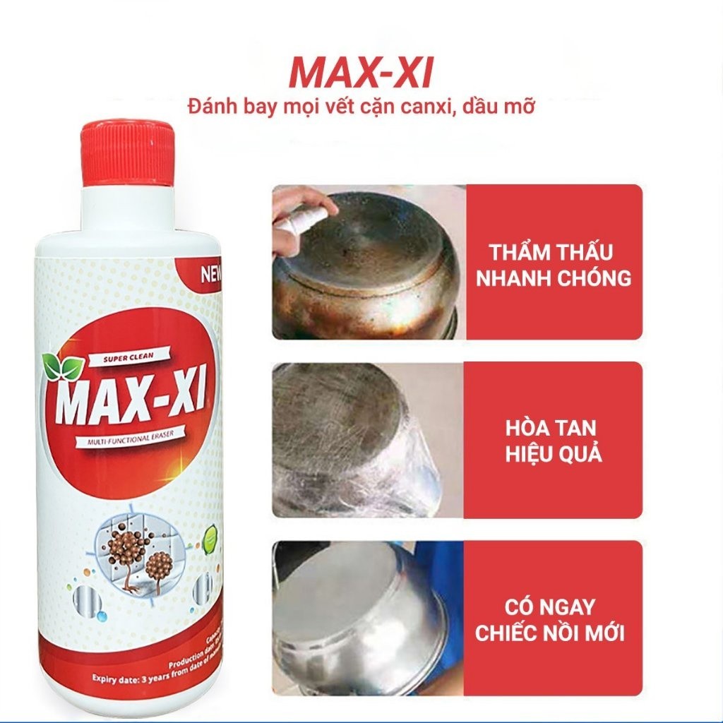 Xịt Tẩy Đa Năng Max-Xi, Tẩy Dầu Mỡ Tẩy Cặn CANXI Vệ Sinh Đồ Gia Dụng500ml Làm Sạch Bề Mặt, Vết Ố Vàng Vết Bẩn Cho Gia Đình