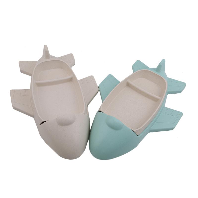 Hoạt Hình Máy Bay Hình Bộ Đồ Ăn Sợi Tre Đĩa Trẻ Sơ Sinh Bộ Đồ Ăn Toddle Trẻ Em Chia Ngăn Đĩa Trẻ Em Quà Tặng Trẻ Em Dao Kéo