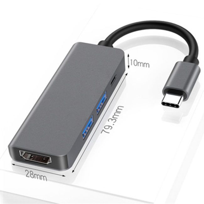 Hub chia USB Type-C 5 Cổng HDMI/USB 3.0/SD/TF US01 - Hàng chính hãng