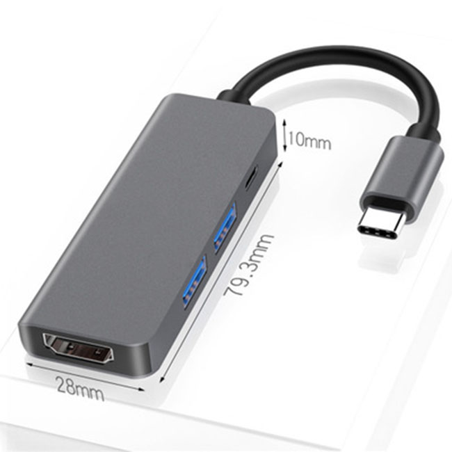 Hub chia USB Type-C 5 Cổng HDMI/USB 3.0/SD/TF US01 - Hàng chính hãng 