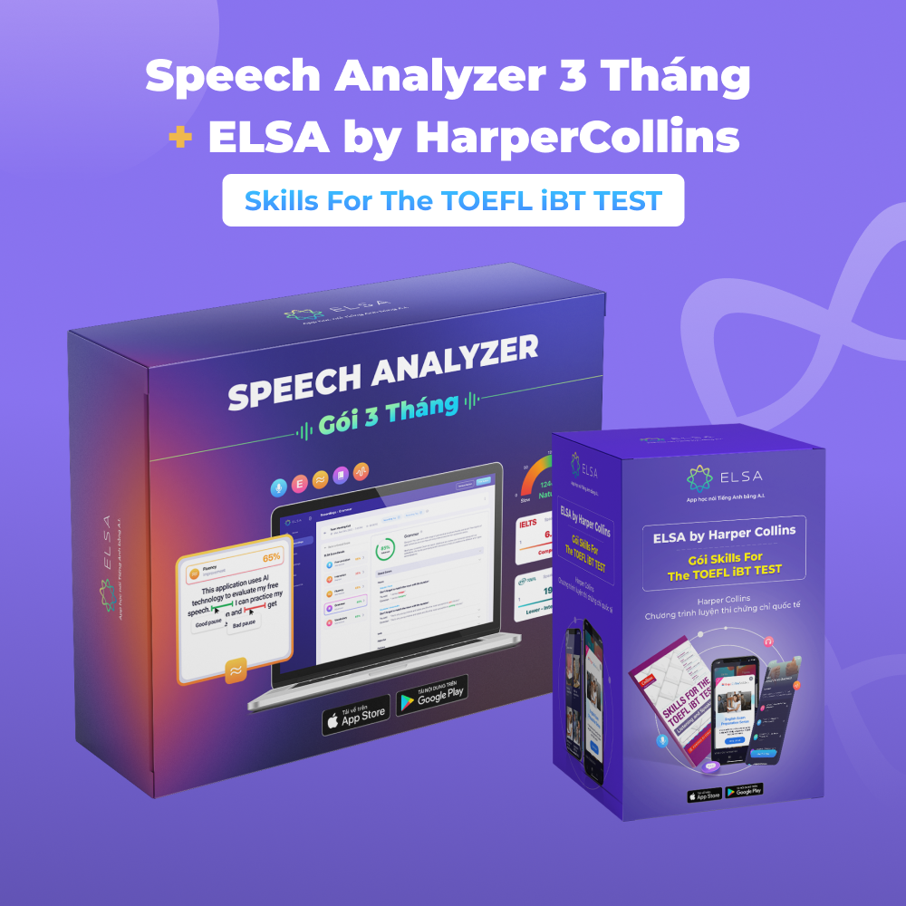 Hình ảnh Combo Phần Mềm Speech Analyzer 3 tháng và Khóa luyện thi chứng chỉ quốc tế ELSA by HarperCollins-Skills For TOEFL iBT