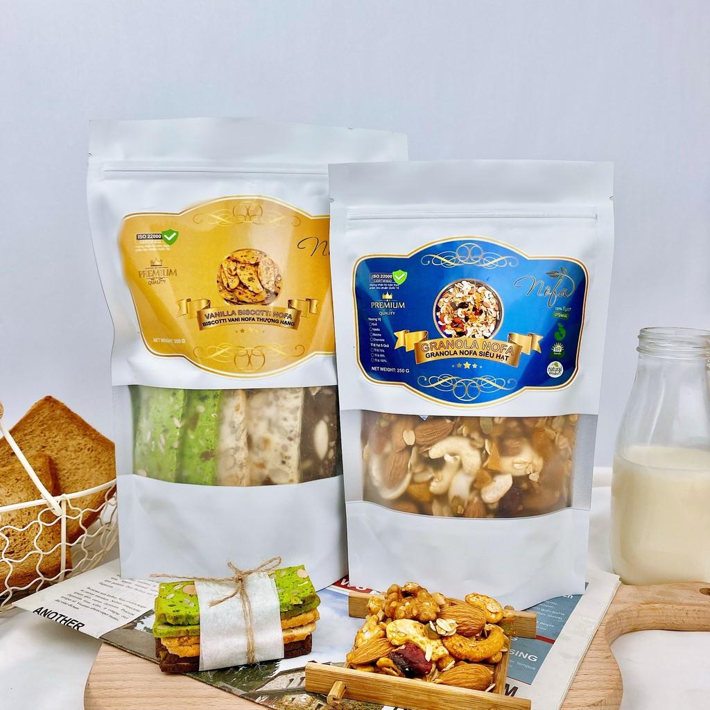 Combo 250g Granola + 250g Biscotti 3 Vị Ăn Kiêng Không Đường by Nofa