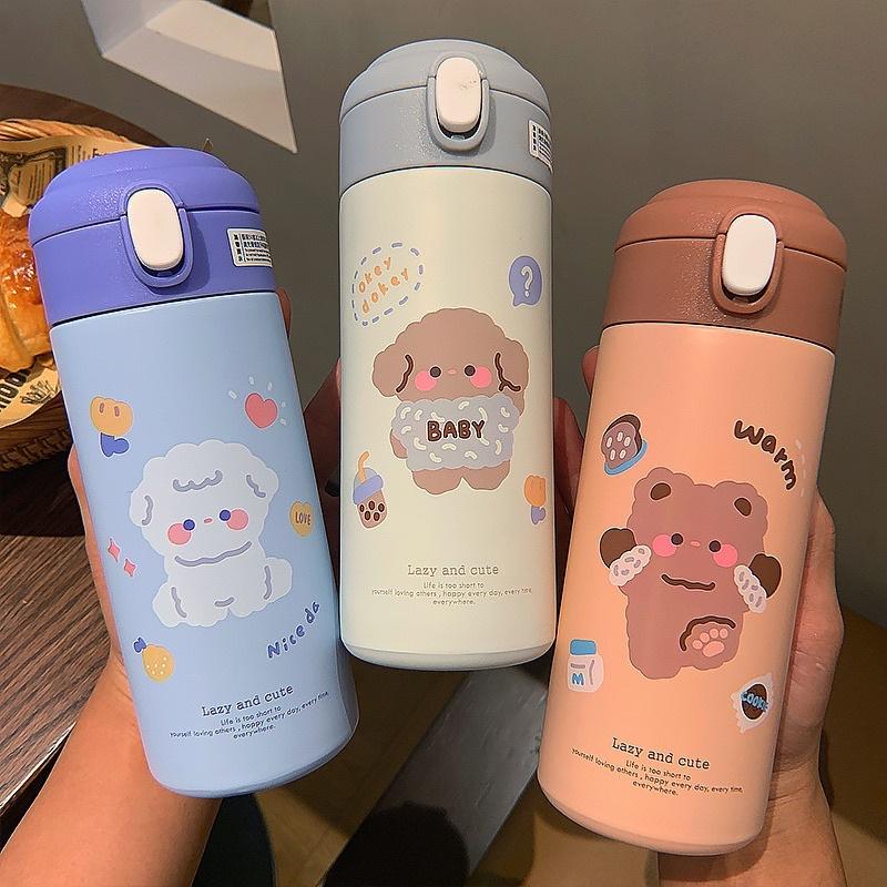 Bình giữ nhiệt hoạt hình 380ml dễ thương có ống hút