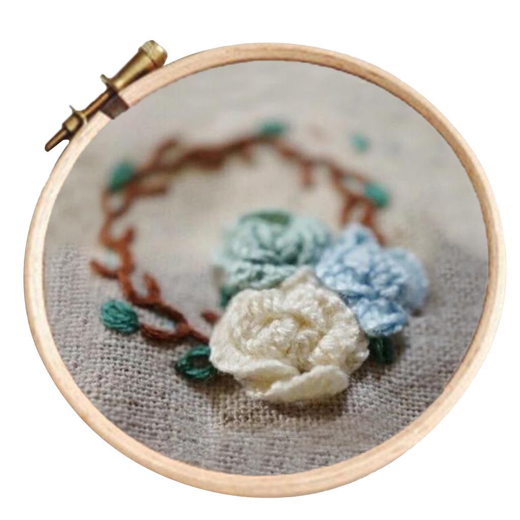 1 Set DIY Flower Wreath Pattern Needlework Kit Embroidery Starter Crafts Kit