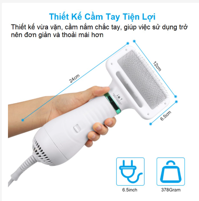 Máy Sấy Kiêm Lược Chải Lông Cho Thú Cưng 2 Trong 1 Chuyên Nghiệp Tiện Lợi