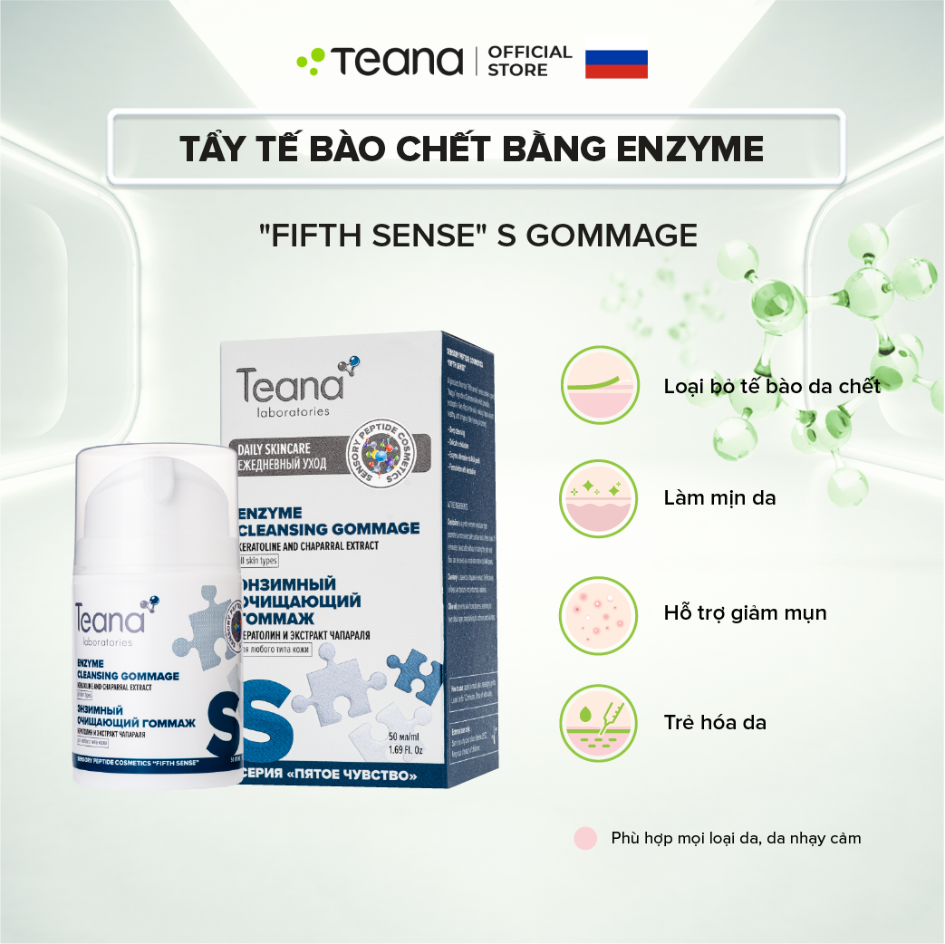 Tẩy tế bào chết bằng enzyme Teana &quot;Fifth Sense&quot; S Enzyme Cleansing Gommage làm sạch sâu lỗ chân lông