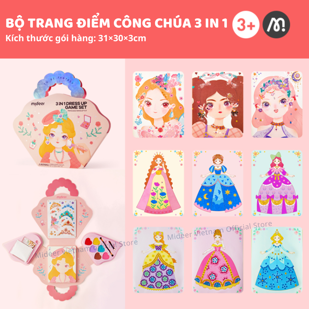 Bộ trang điểm thiết kế thời trang Mideer 3 trong 1 Princess Fantasy Makeup