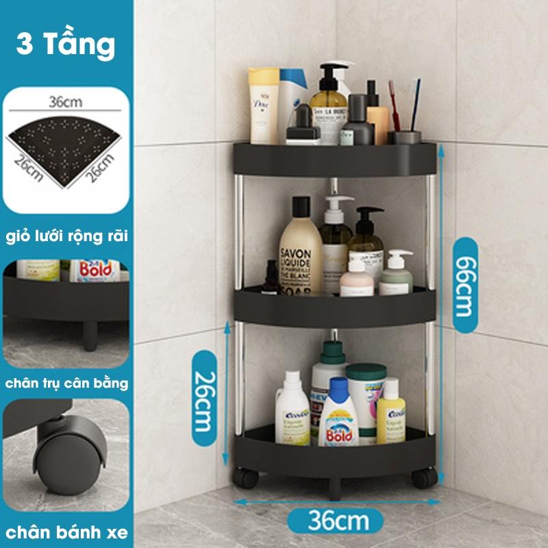 Kệ Nhà Tắm Đa Năng 3 Tầng 4 Tầng Khung Kim Loại Chịu Lực Chống Gỉ, Kệ Tam Giác Góc Tường Để Đồ Nhiều Tầng Có Bánh Xe