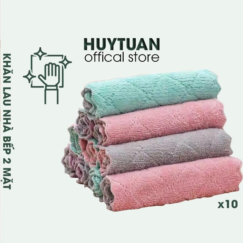 Combo 10 khăn lau tay, lau bát đĩa, rửa chén, lau nhà bếp 2 mặt siêu thấm