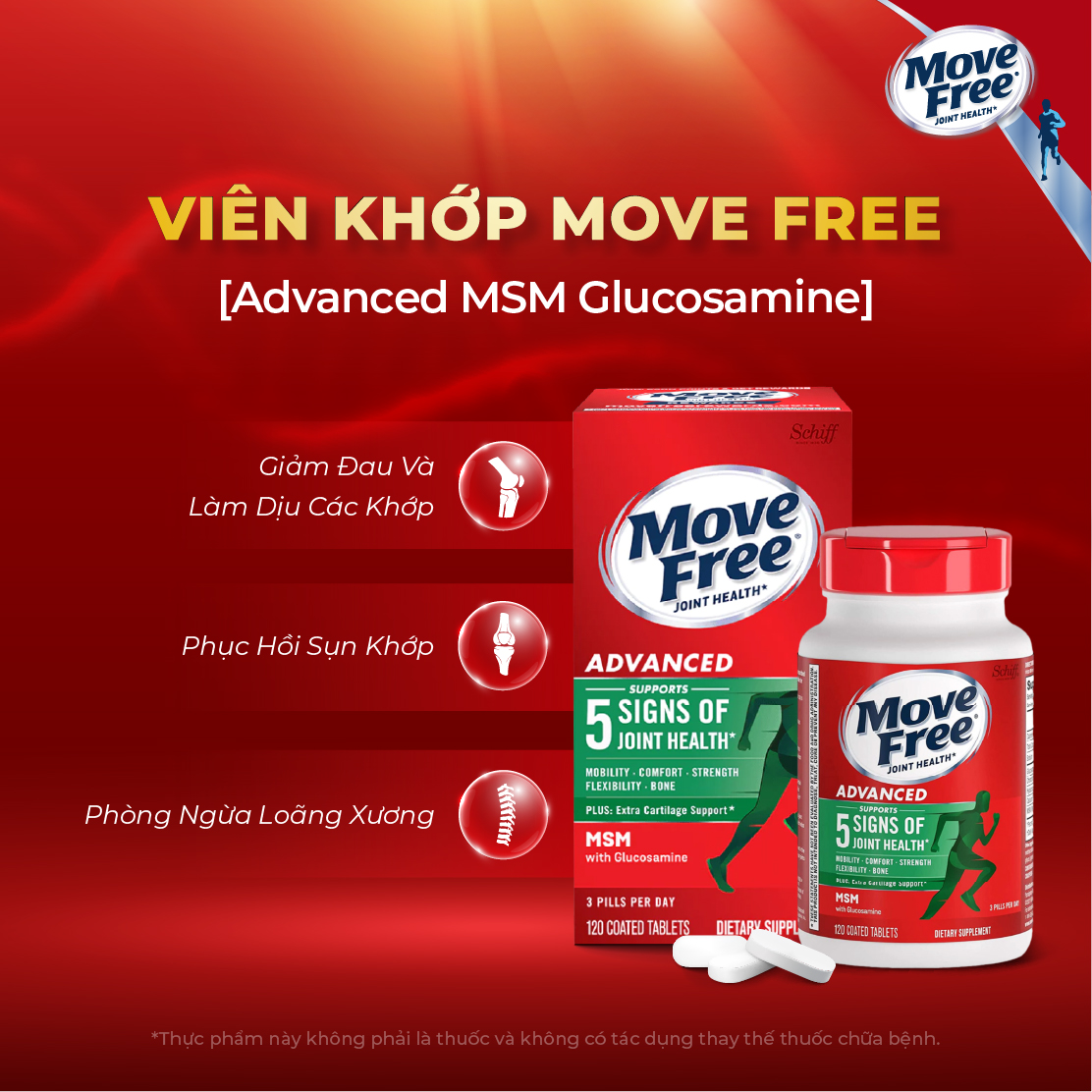 Viên khớp Mỹ Schiff Move Free Advanced MSM Glucosamine 120 viên date mới - Hàng chính hãng