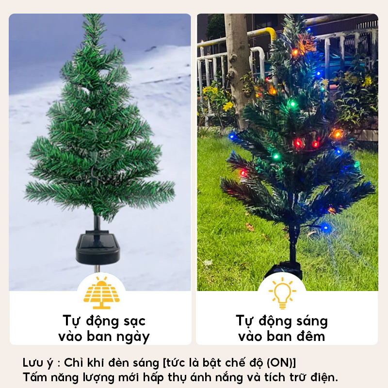 Đèn trang trí năng lượng mặt trời cây thông Noel thắt nơ, tiết kiệm điện, bóng siêu sáng, chống thấm nước - DA3164