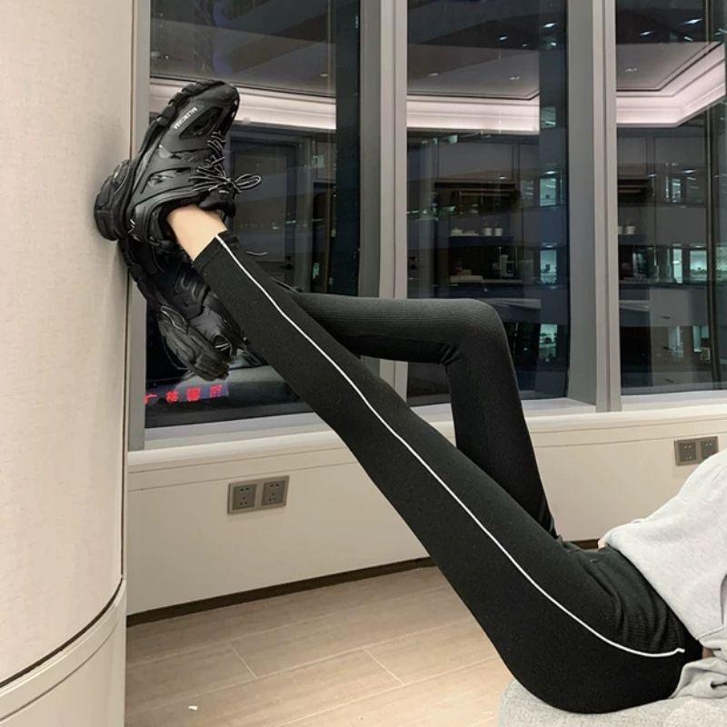 Quần legging len gân Quảng Châu dài đen thu đông