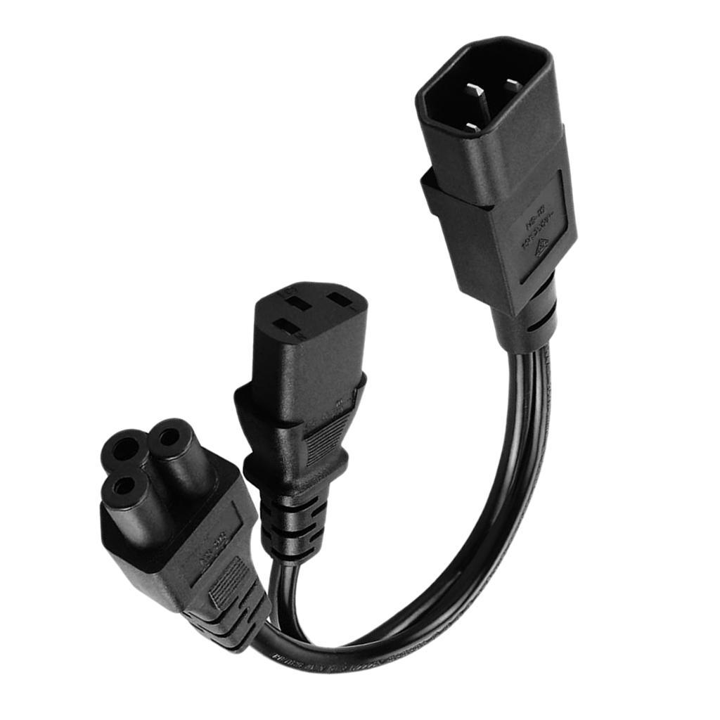 2x IEC C14 to C13+C5 Male to Female Y Splitter Power Cable Adapter