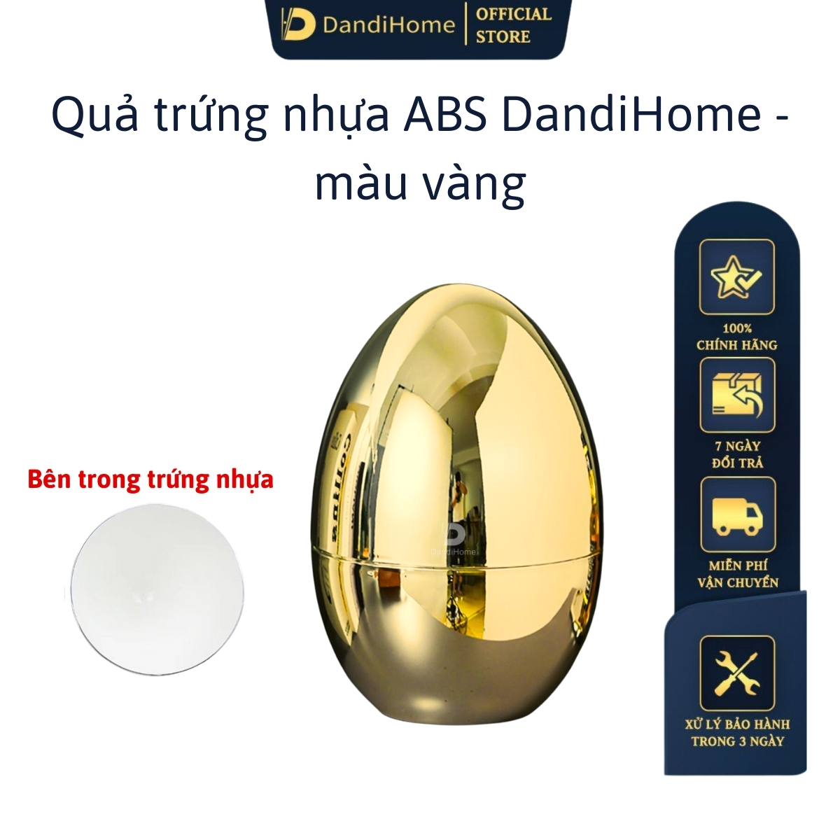 Quả trứng ABS/Inox 304 DandiHome cao cấp đựng dao, thìa, nĩa, decor bàn tiệc, phòng bếp (không kèm dao thìa nĩa)