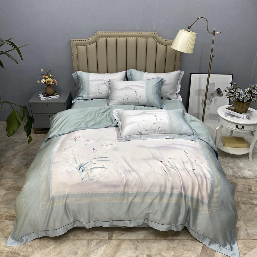 Bộ chăn ga gối LUXURY DESIGN 530 lụa Tencel 100S in họa tiết Thiên nhiên cách điệu trẻ trung, mềm mịn