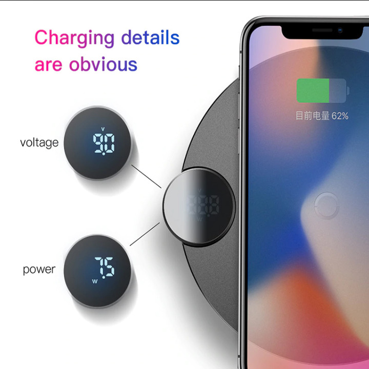 Đế sạc nhanh không dây Baseus WXSX-01 cho Apple iPhone 8/ iPhone X/ XS Max/ Samsung S8/ S9/ Note 9 ( 7.5W/ 10W, Qi Wireless Quick Charger ) - Hàng nhập khẩu