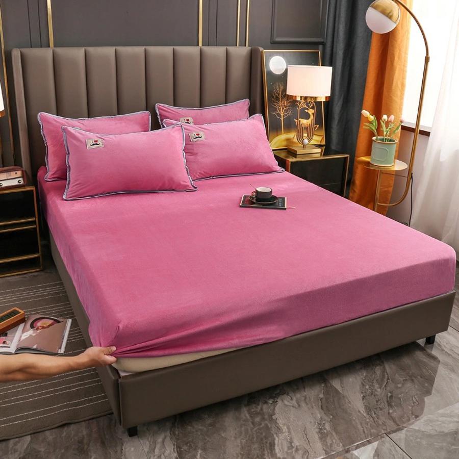 WOSTAR Mùa Đông Ấm Pha Lê Nhung Thun Trang Bị Tấm Bảo Vệ Nệm Da Siêu Mềm Ấm Cúng Nữ Hoàng Vương Kích Thước Giường