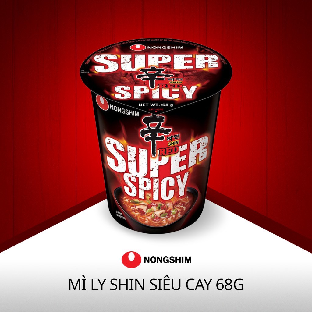 Mì Nongshim Siêu Cay Shin Red cup 68g -  Dạng Ly tiện dụng - Hàn Quốc