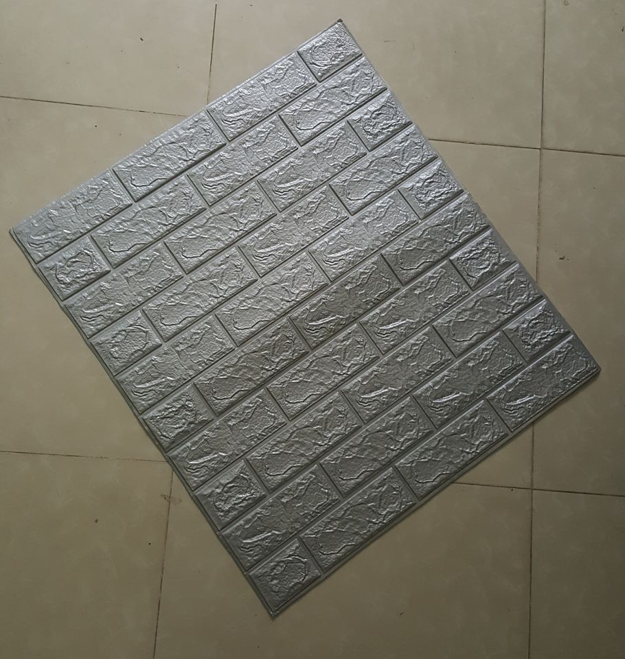 Bộ 5 Tấm Xốp Dán Tường Giả Gạch 3D Màu Xám 70cmx77cm