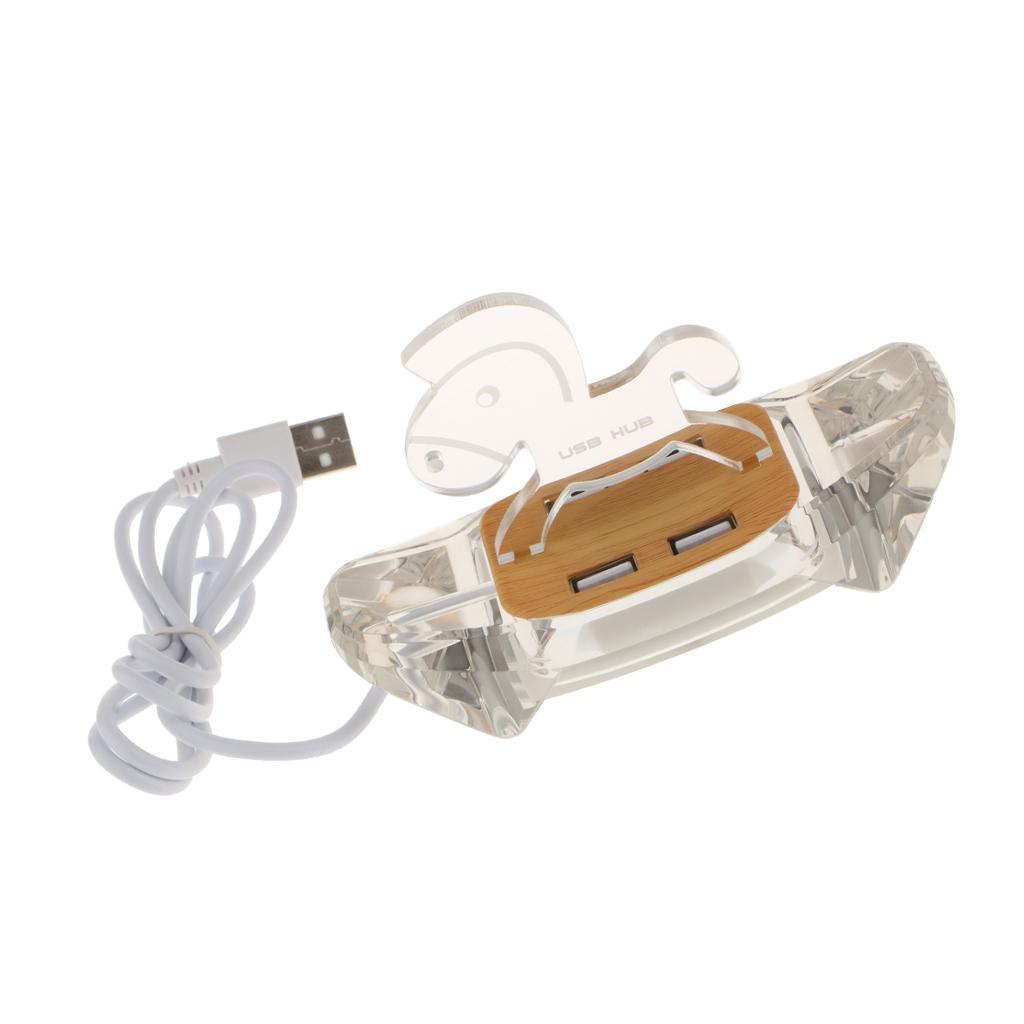High Speed 4 Port USB 2.0 Multi HUB Splitter Expansion w/Led Light for PC