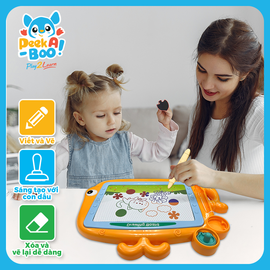 Đồ Chơi PEEK A BOO Bảng Vẽ Nam Châm Cho Bé - Cá Voi Cam Đáng Yêu PAB029