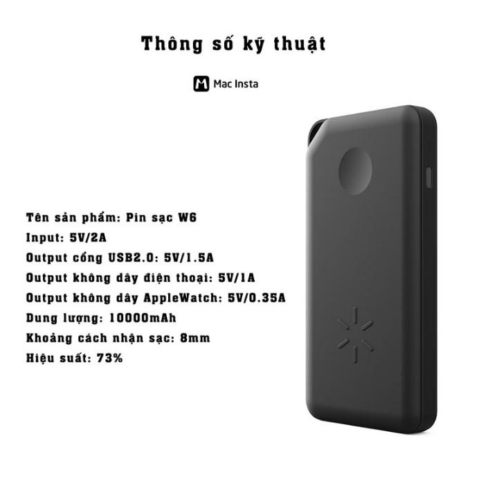 Pin sạc dự phòng không dây 10000mAh 2in1 W6 dành cho Iphone và Apple Watch