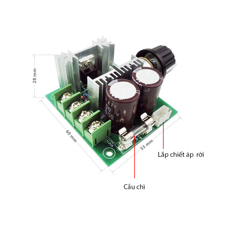 Module mạch điều chỉnh tốc độ động cơ điện 1 chiều CCMHC, điện áp DC 12V-40V/10A