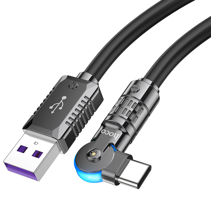 Cáp Sạc USB To Type-C Dành Cho Hoco U118 100W 5A Đầu Xoay 180 Độ Dây Dài 1.2m Hàng Chính Hãng