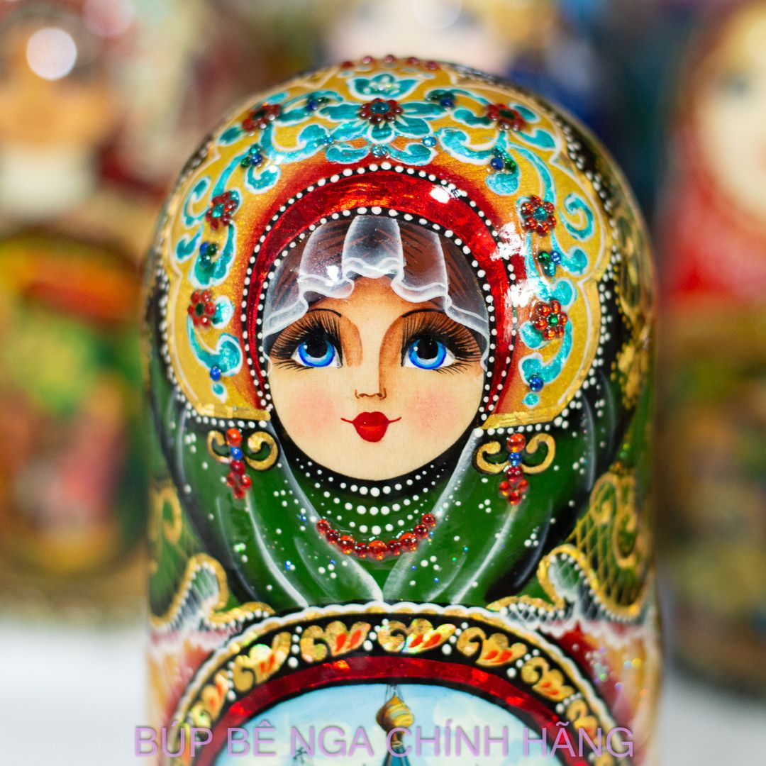 BỘ BÚP BÊ NGA MATRYOSHKA CAO CẤP 5 LỚP 18CM "PHONG CẢNH NƯỚC NGA" RẤT ĐẸP VÀ SANG TRỌNG