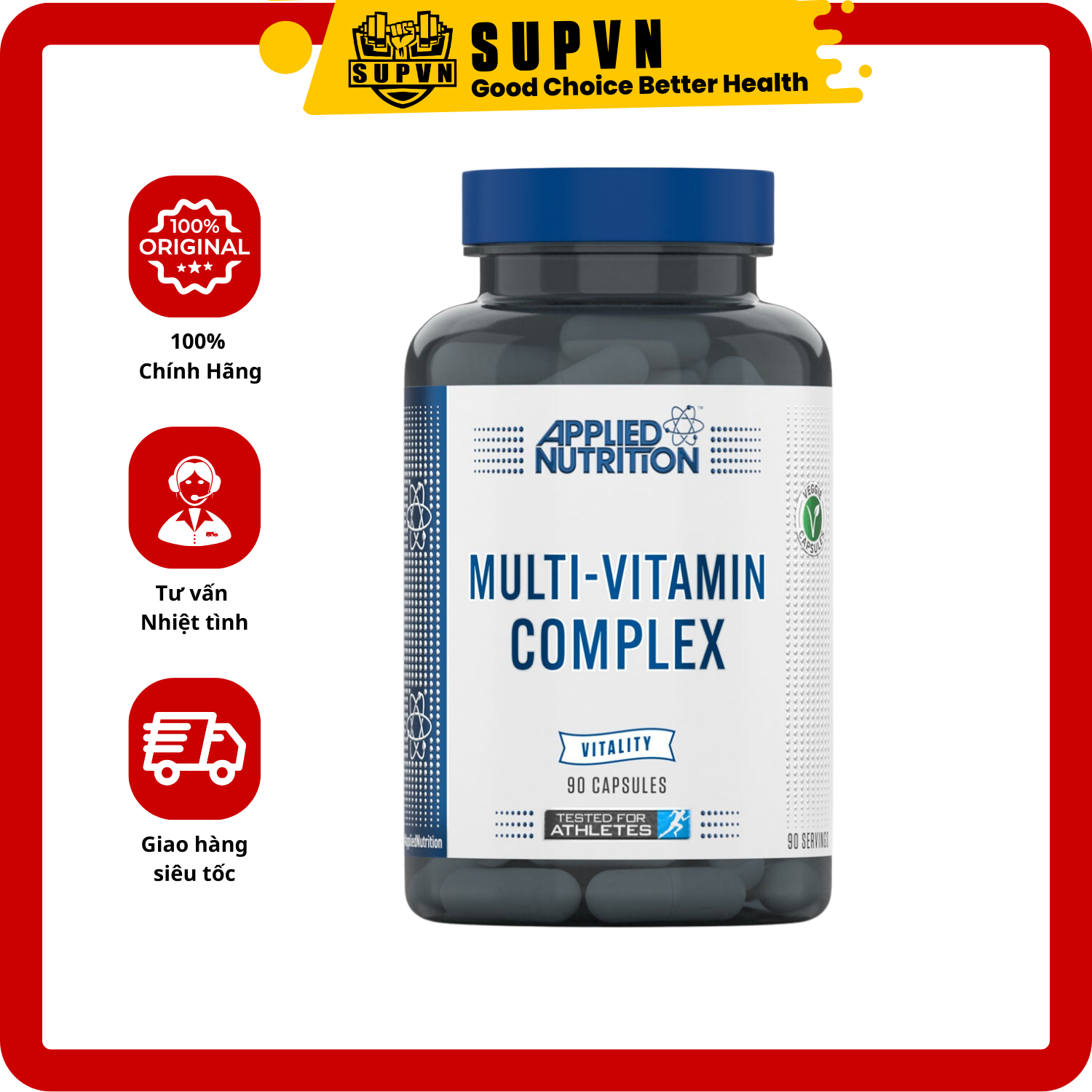 Multi Vitamin Complex Applied Nutrition (90 viên) - Viên bổ sung Vitamin tổng hợp hỗ trợ tăng sức đề kháng hàm lượng cao