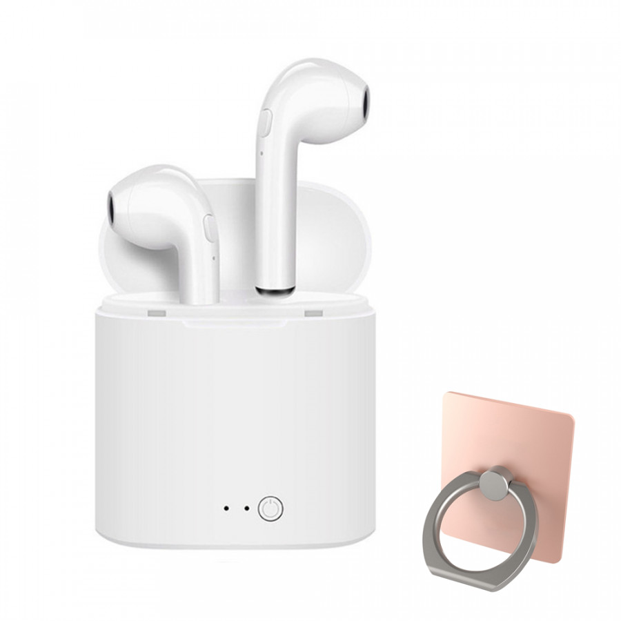 Tai nghe Bluetooth i7s tai nghe không dây 2 tai kiểu dáng airpods - tặng giá đỡ điện thoại Iring